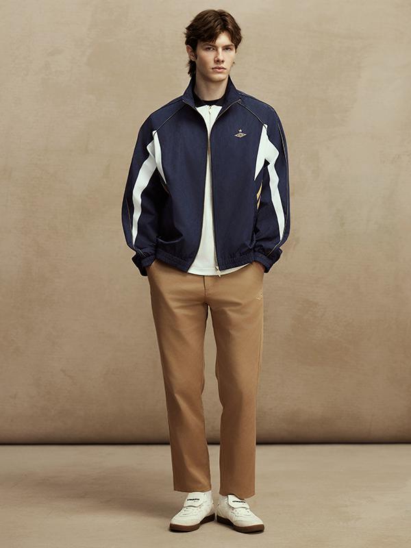 推荐商品：【陈鹤一同款】【七夕礼物】Umbro/茵宝  百年金标系列拉链撞色防泼水拼接立领夹克 男女同款 U2124440808 深邃蓝 