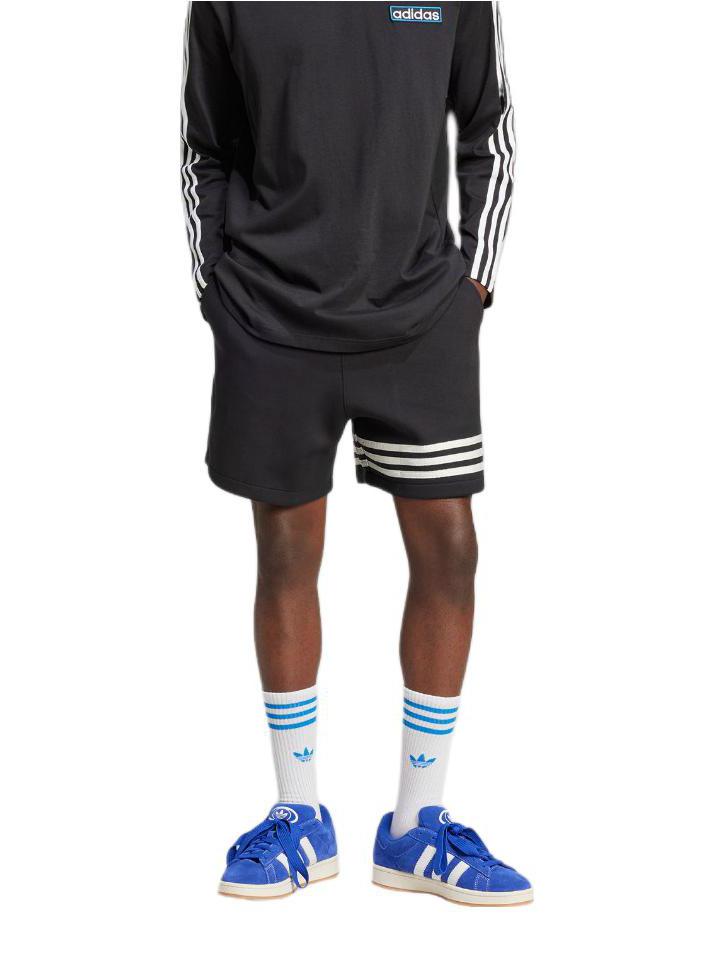 推荐商品：adidas Originals/三叶草 Street Neuclassic Shorts三条纹直筒中腰系带休闲短裤 黑