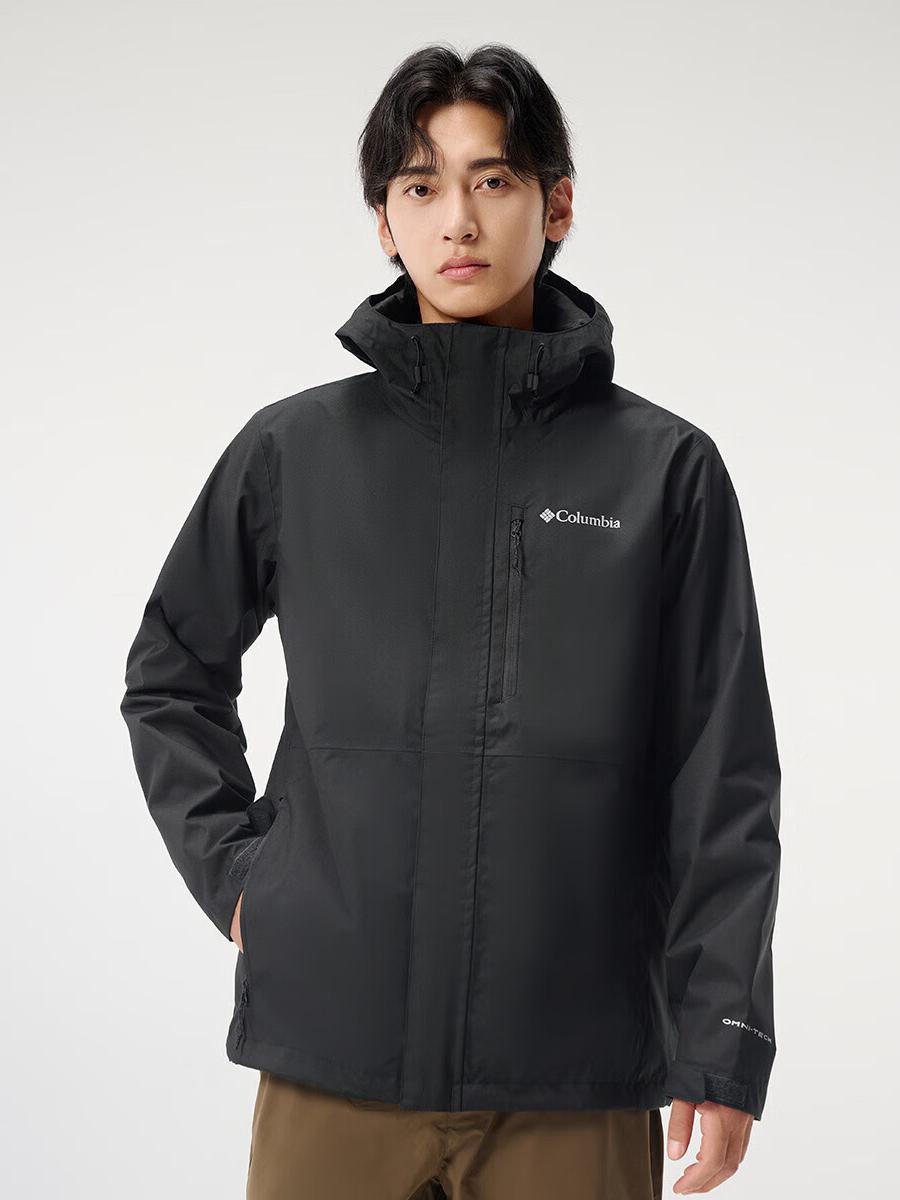 推荐商品：Columbia/哥伦比亚 Hiking梭织防风防水拉链连帽硬壳单冲冲锋衣 WE2619 黑