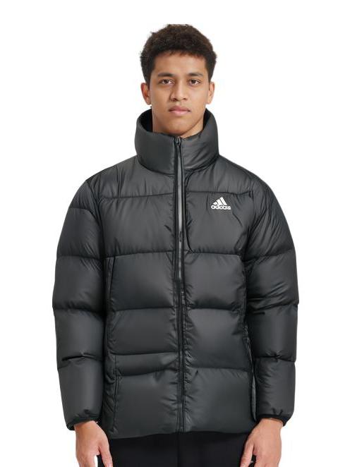 adidas 户外运动防风暗黑风刺绣雨涵影绘加厚保暖拉链长袖立领鸭绒600蓬棉服 男女同款 GV5329 GV5350 黑