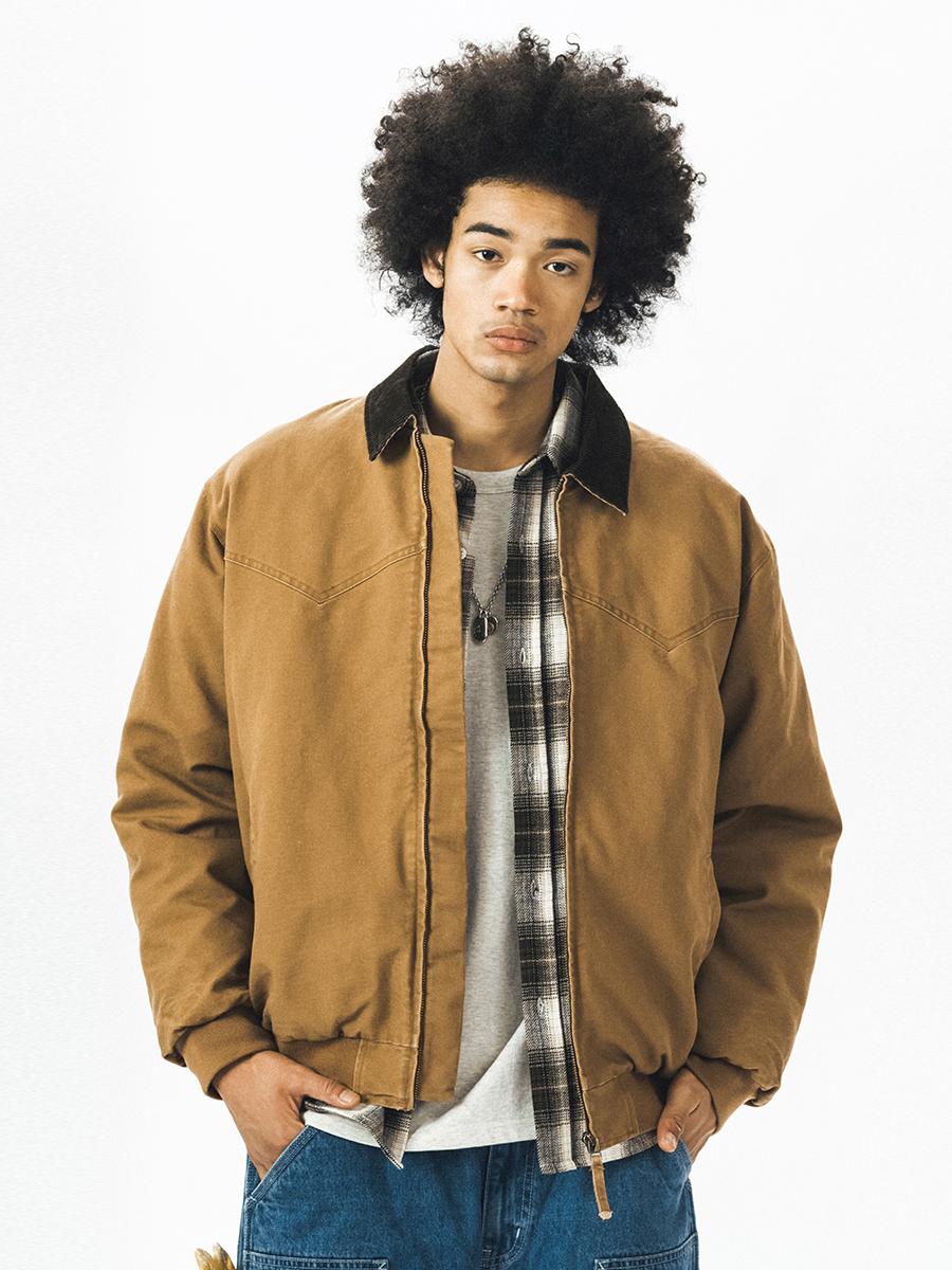 推荐商品：【赵一博同款】714street 底特律加棉加厚翻领落肩夹棉长袖夹克 321609 深卡其