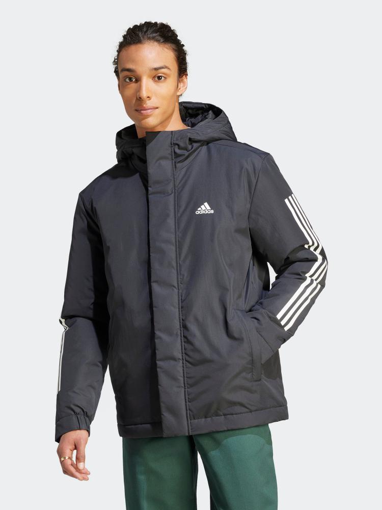 推荐商品：【彭于晏同款】adidas 三条纹连帽防风加厚加绒梭织御寒防寒保暖棉服 IP2537 IP2535 黑