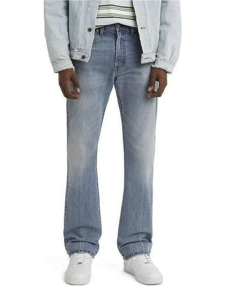 推荐商品：Levi's/李维斯 517™ 徽标棉质字母印花拉链随性水洗低腰做旧微喇不可思议中腰锥形直筒合身靴形美式牛仔长裤 LVS-00517-0260 冰蓝