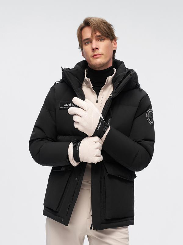 推荐商品：波司登 极寒系列雪山工装水墨迷彩连帽第五代700蓬90鹅绒短款加厚防风羽绒服 男女同款 B40142301 黑