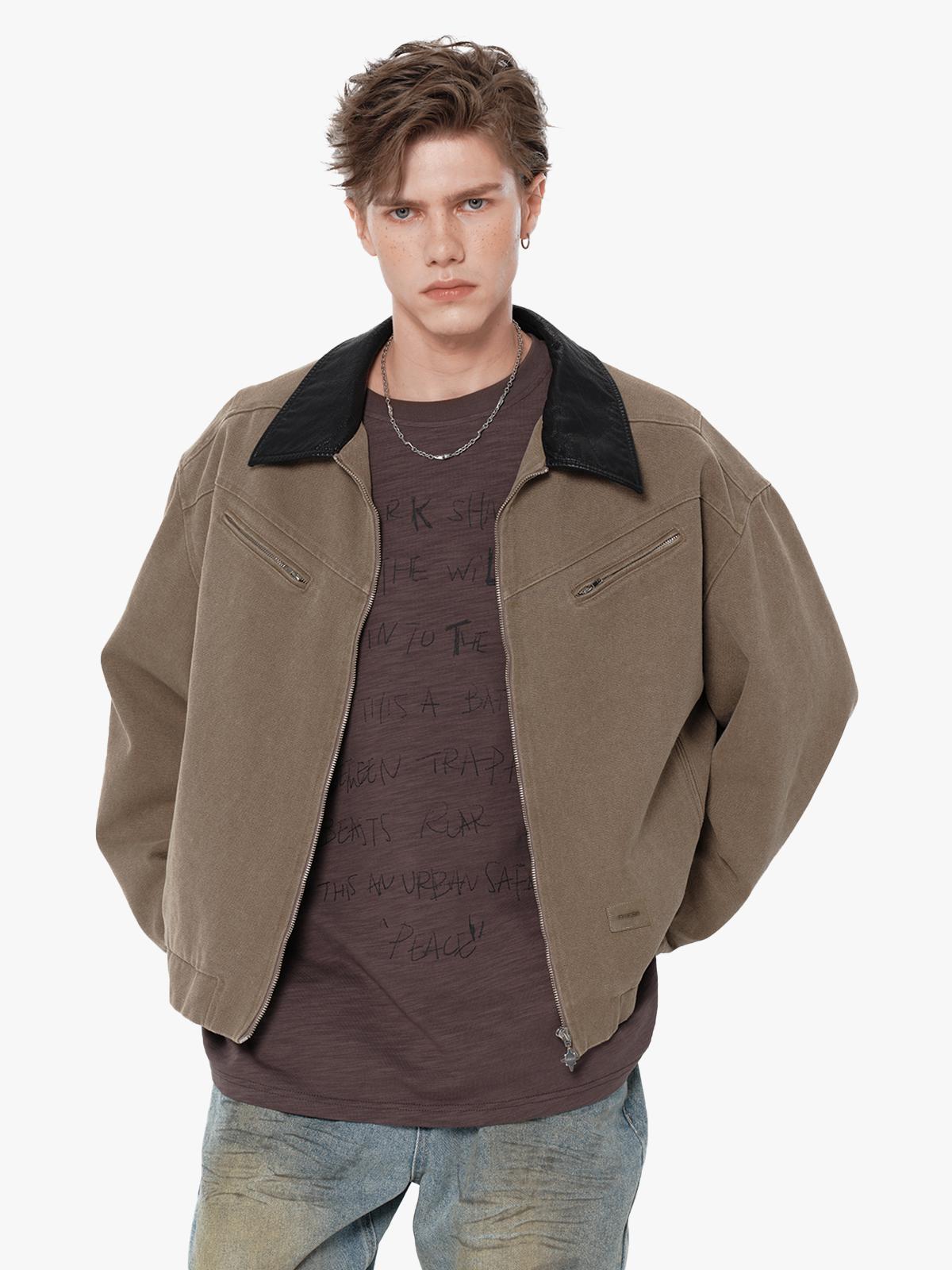 推荐商品：【张佳宁同款】IMXS 美式巴恩风底特律重磅水洗肌理感夹克 男女同款 24J4537W 褐