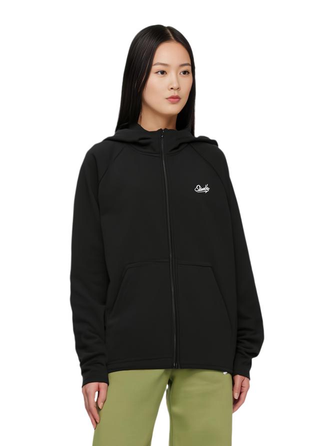 SLAMBLE 空气层连帽拉链加绒卫衣 男女同款 SE0392 黑