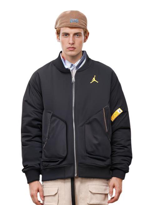 推荐商品：Jordan Brand MA-1飞行夹克保暖加厚夹棉立领拉链防风刺绣印花棉服 CZ1191 黑