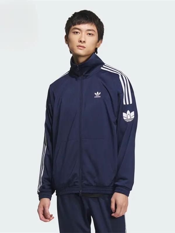 adidas Originals 立领防风防水双拉链侧边三条纹单拉链美式梭织翻领连帽加绒长袖夹克 JL8396 JL8397 JL8398 JL8399 JL8400 深靛蓝