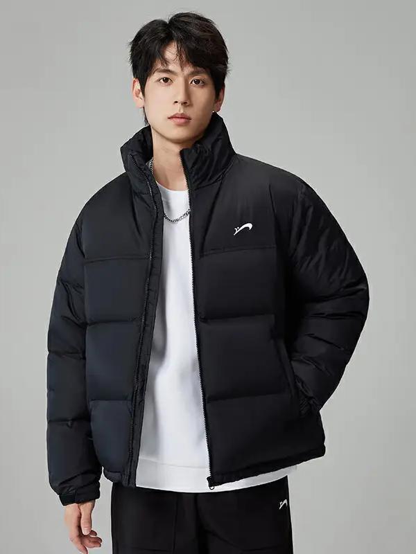 推荐商品：贵人鸟 防寒石墨烯短款拼色拼接立领鸭绒羽绒服 男女同款 GB8323Q4105 升级款\黑