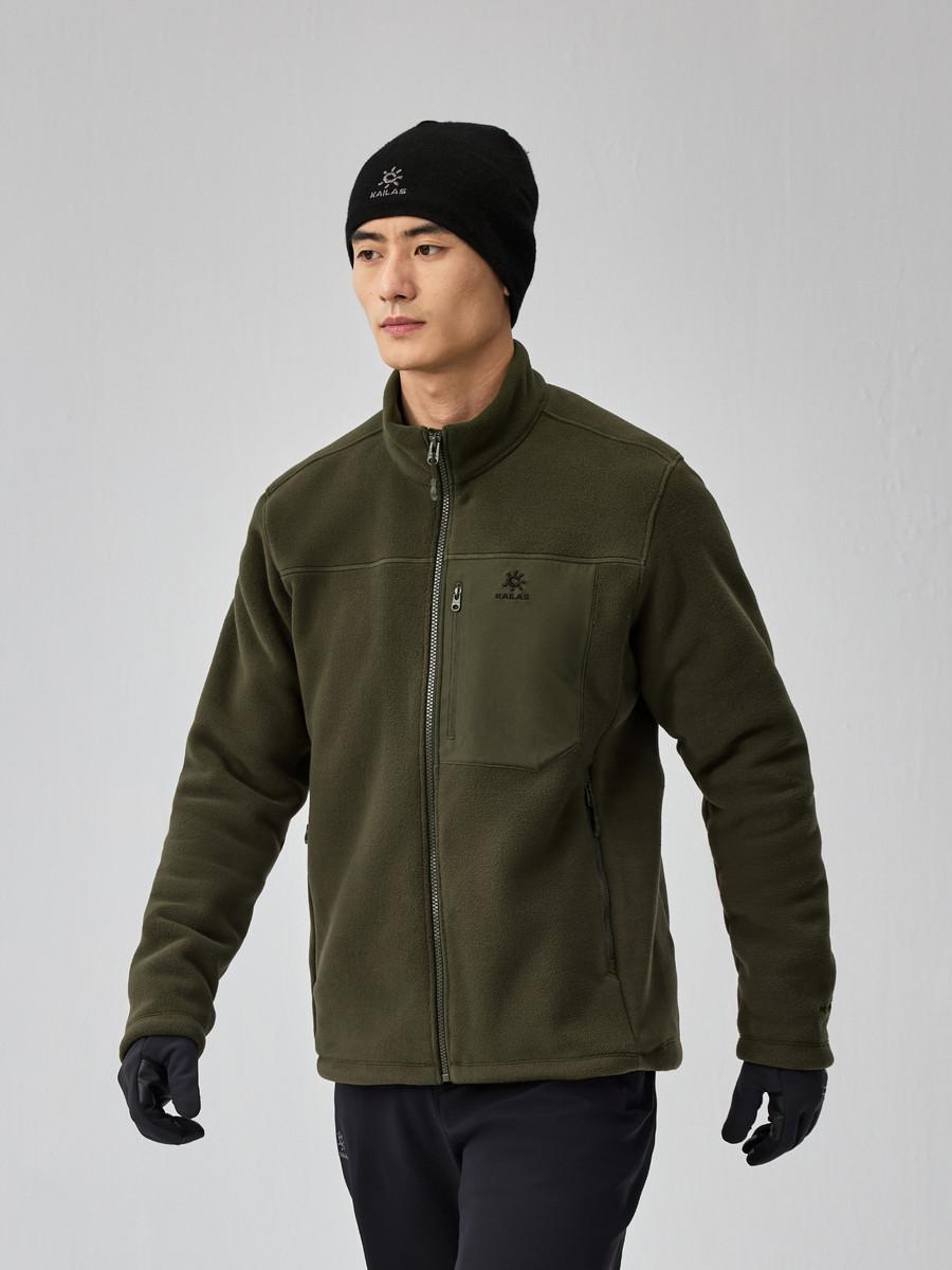 推荐商品：Kailas/凯乐石 加厚防风保暖透气立领内搭抓绒衣 KG2442121 暮苍绿