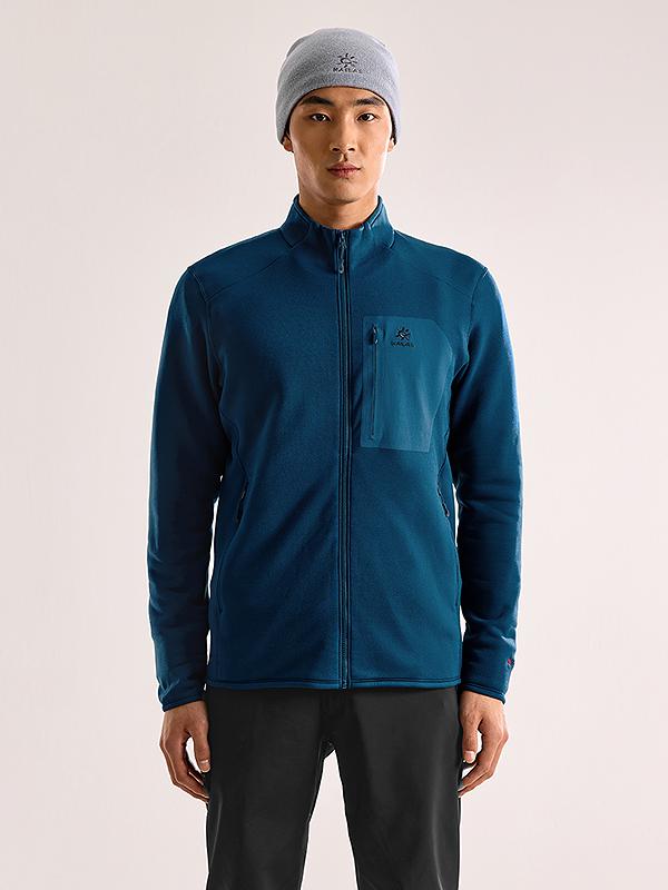 推荐商品：Kailas/凯乐石 POLARTEC 吸湿排汗冷杉攀冰立领贴身内搭抓绒衣 KG2442107 钛青蓝