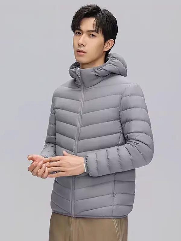 推荐商品：鸭鸭 纯色短款轻薄款连帽内胆白鸭绒羽绒服 YE3C700762Y-QY1 浅灰