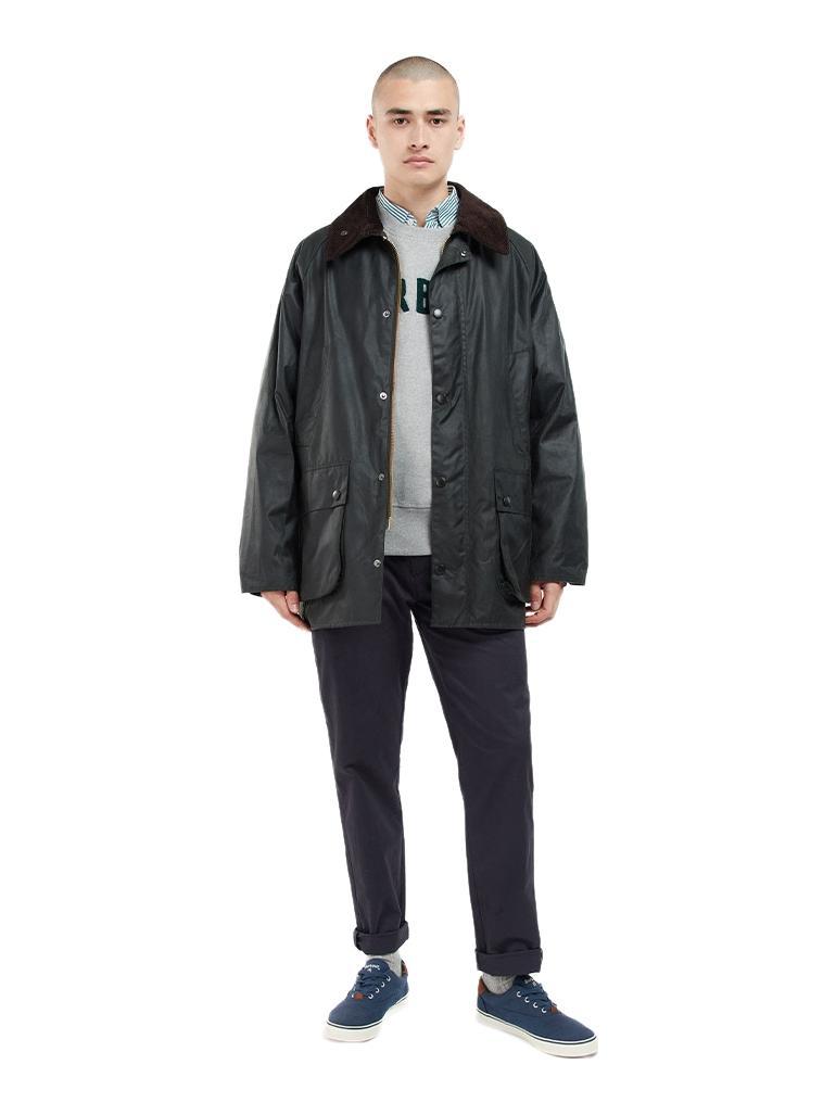 推荐商品：【马思纯同款】Barbour/巴伯尔 纯色灯芯绒立领打蜡棉夹克 MWX1679 鼠尾草绿