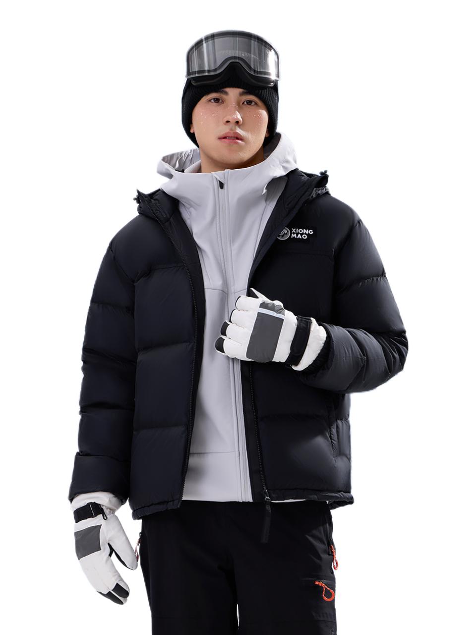 推荐商品：【田曦薇同款】熊猫 泡泡羽绒系列自在玩系列熊猫系列防风雪黑钻3.0抗静电蓄热保暖加厚防泼水抗寒小个子短款700蓬白鸭绒拉链连帽羽绒服 A33CR07144X 幻影黑