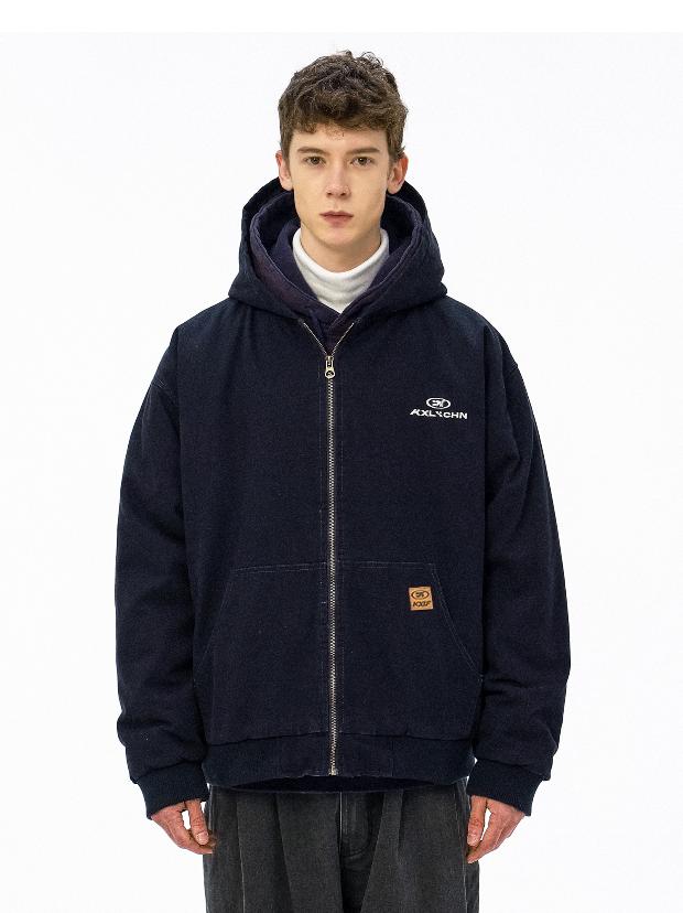 推荐商品：KXLFCHN  工装水洗拉链连帽棉服 男女同款 KXLF-J1123 藏青