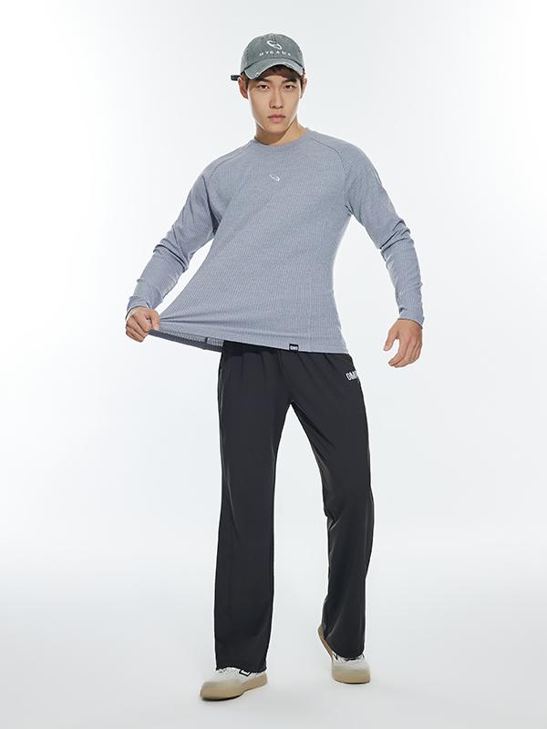 推荐商品：OMG  透气松紧腰直筒运动长裤 JF71B52706 黑