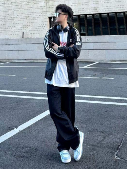 adidas Originals Adicolor系列 复古风田径刺绣防风胖宇体育束脚保暖立领三条纹双拉链梭织美式加绒内里网衬单拉链长袖夹克 GN3535 GN3536 黑