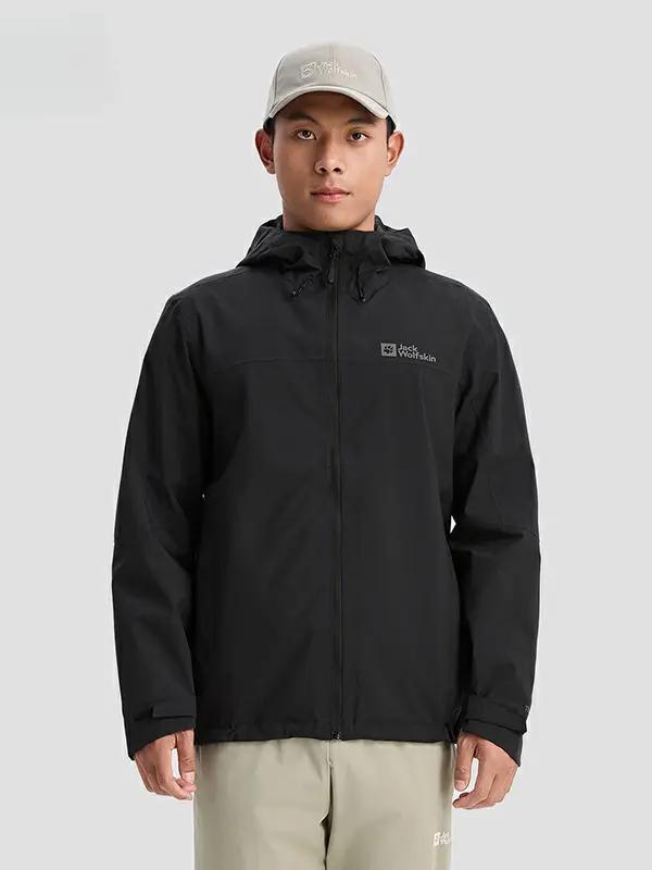 推荐商品：Jack Wolfskin TEXPORE梭织科技系列户外远足防风防水透汽拼接冲锋衣 5033351 黑