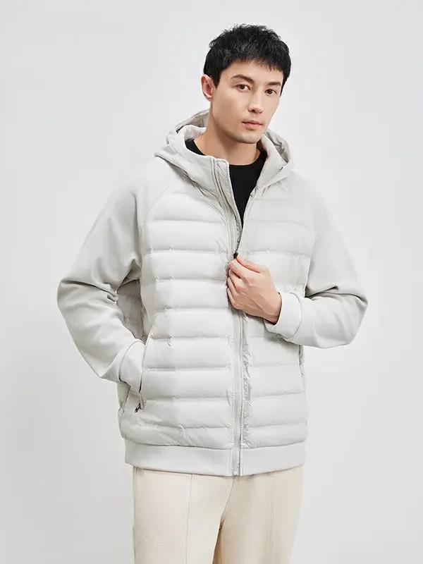 推荐商品：SNOW FLYING/雪中飞 冬日战衣系列连帽轻暖轻薄款插肩袖拼接纯色排骨鸭绒羽绒服 X40134990FX 米