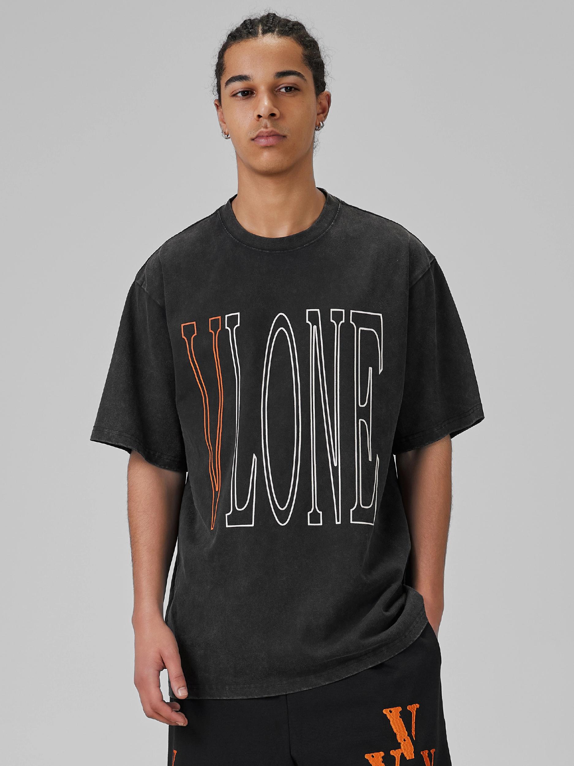推荐商品：VLONE 水洗印花圆领纯棉情侣短袖T恤 VLTE24001 黑