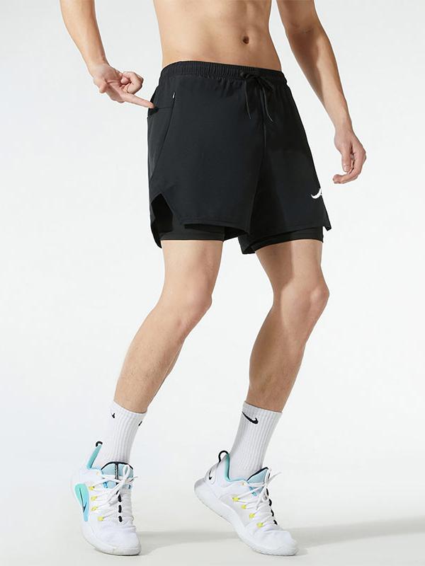 推荐商品：Antioffice 美式学院风假两件薄款多巴胺运动短裤 ADLDK01 黑