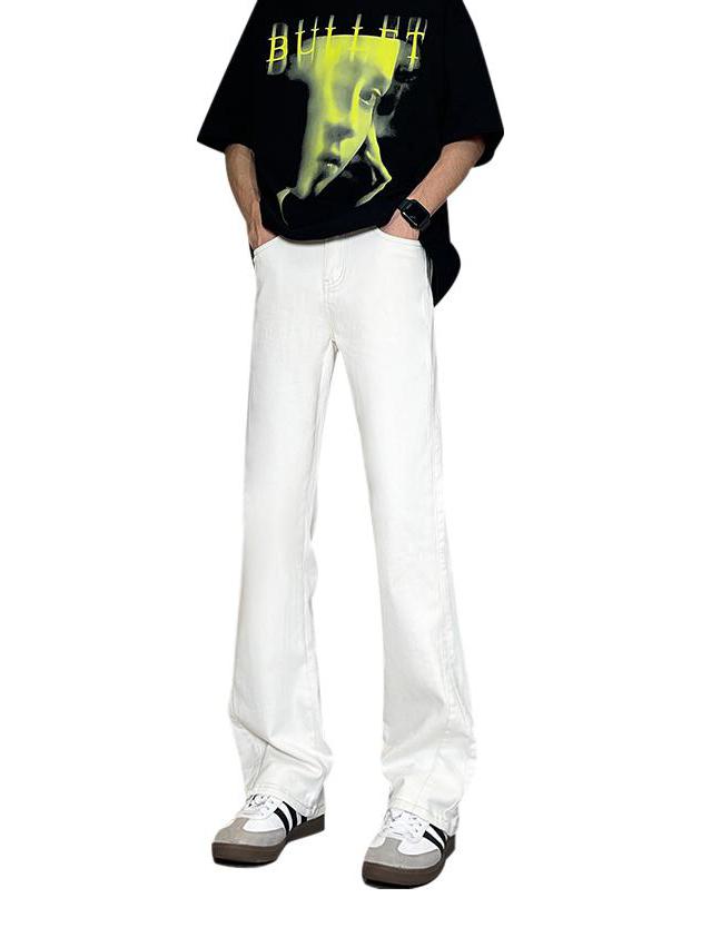 推荐商品：Forever21  美式极简风修身耐磨透气亲肤水洗微喇中腰牛仔裤 FYXGKLY0213 白