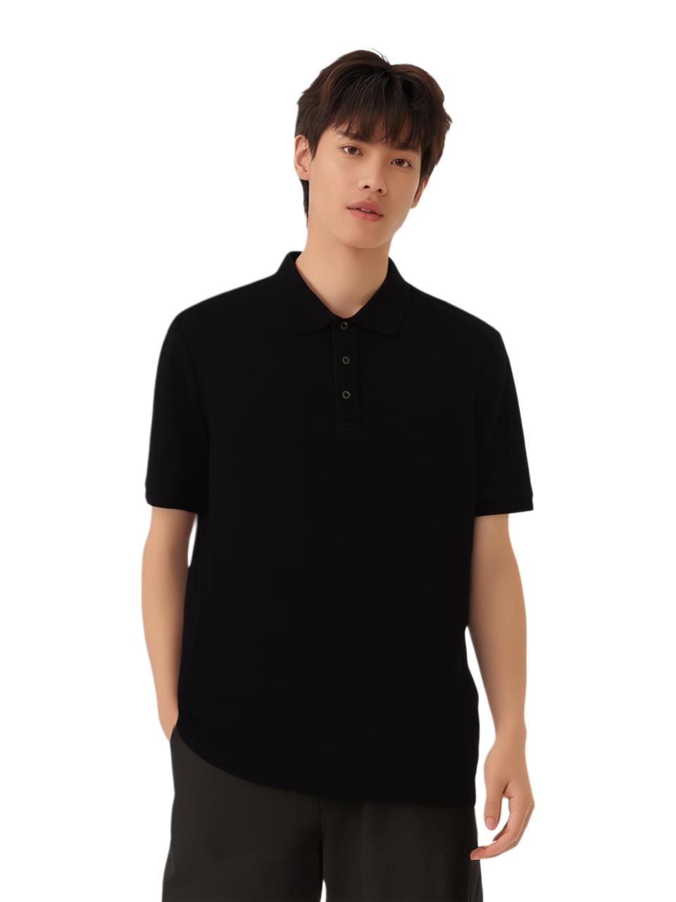 推荐商品：GXG  纯色字母翻领短袖Polo衫 G24D242280 黑