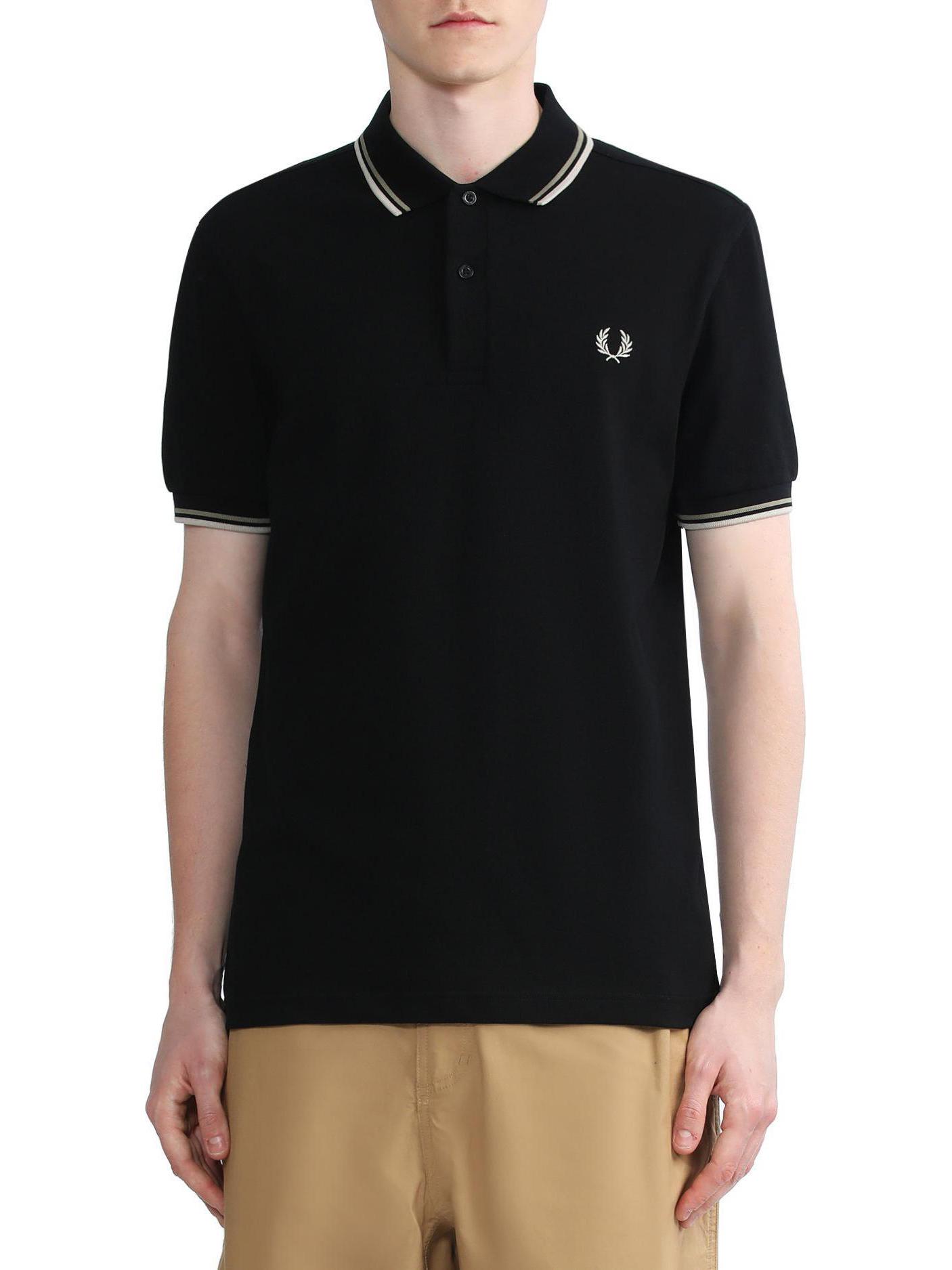 推荐商品：Fred Perry 麦穗刺绣徽标条纹边饰袖口翻领修身短袖Polo衫 FPXPOCM3600XM 黑