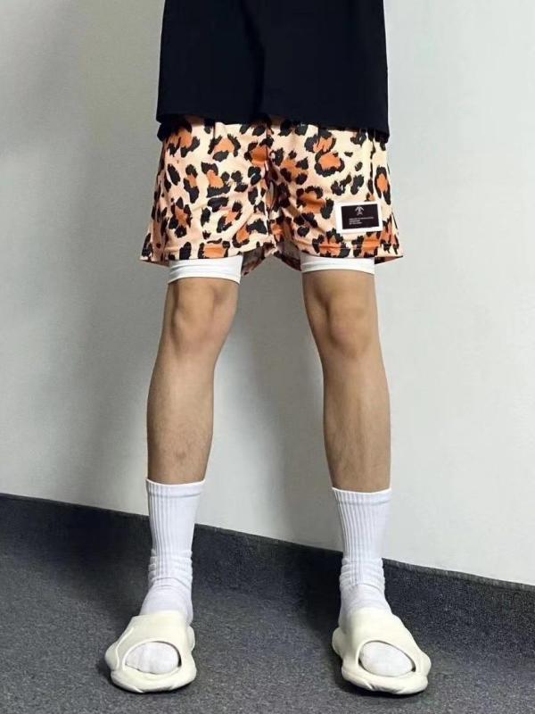推荐商品：FFOMKE 复古系带松紧腰豹纹网眼高弹运动短裤 NZ-FFNZDK160BW 经典豹纹
