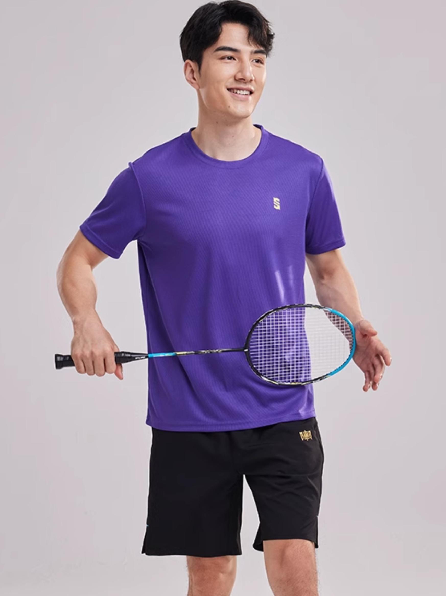推荐商品：上阵 速干透气吸湿网眼短袖羽毛球服 S42C609 炫紫金 