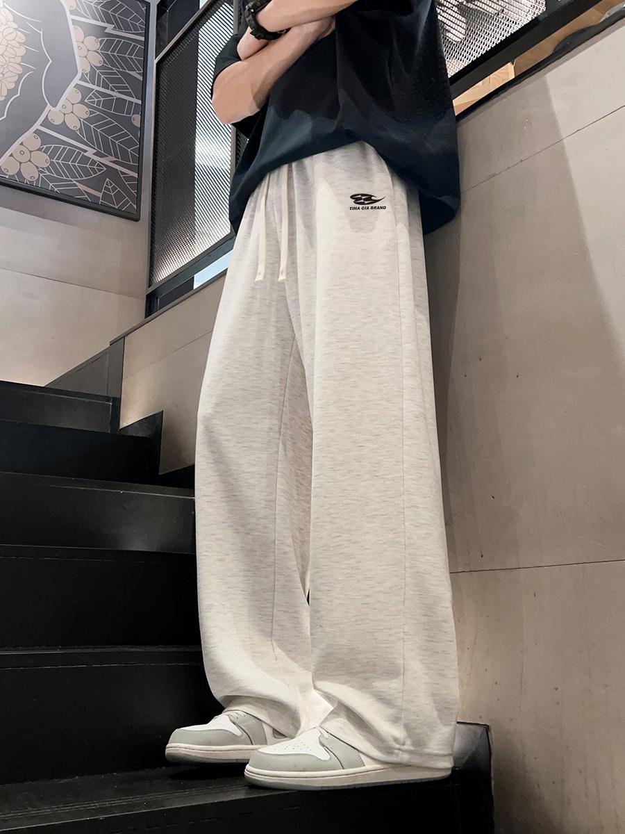 推荐商品：TINA GIA SS25 美式系带阔腿垂感运动长裤 SS2501T43 浅灰