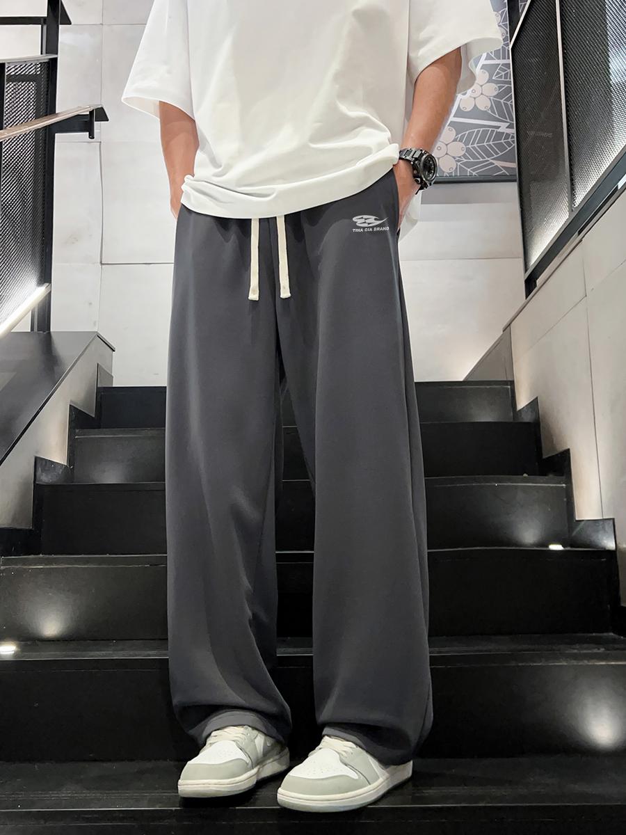 推荐商品：TINA GIA SS25 美式系带阔腿垂感运动长裤 SS2501T43 深灰