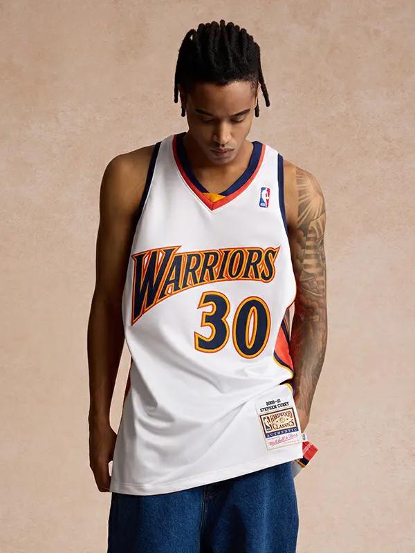 推荐商品：Mitchell Ness NBA库里 勇士队 刺绣无袖30号球衣SW 09-10/Home/SW