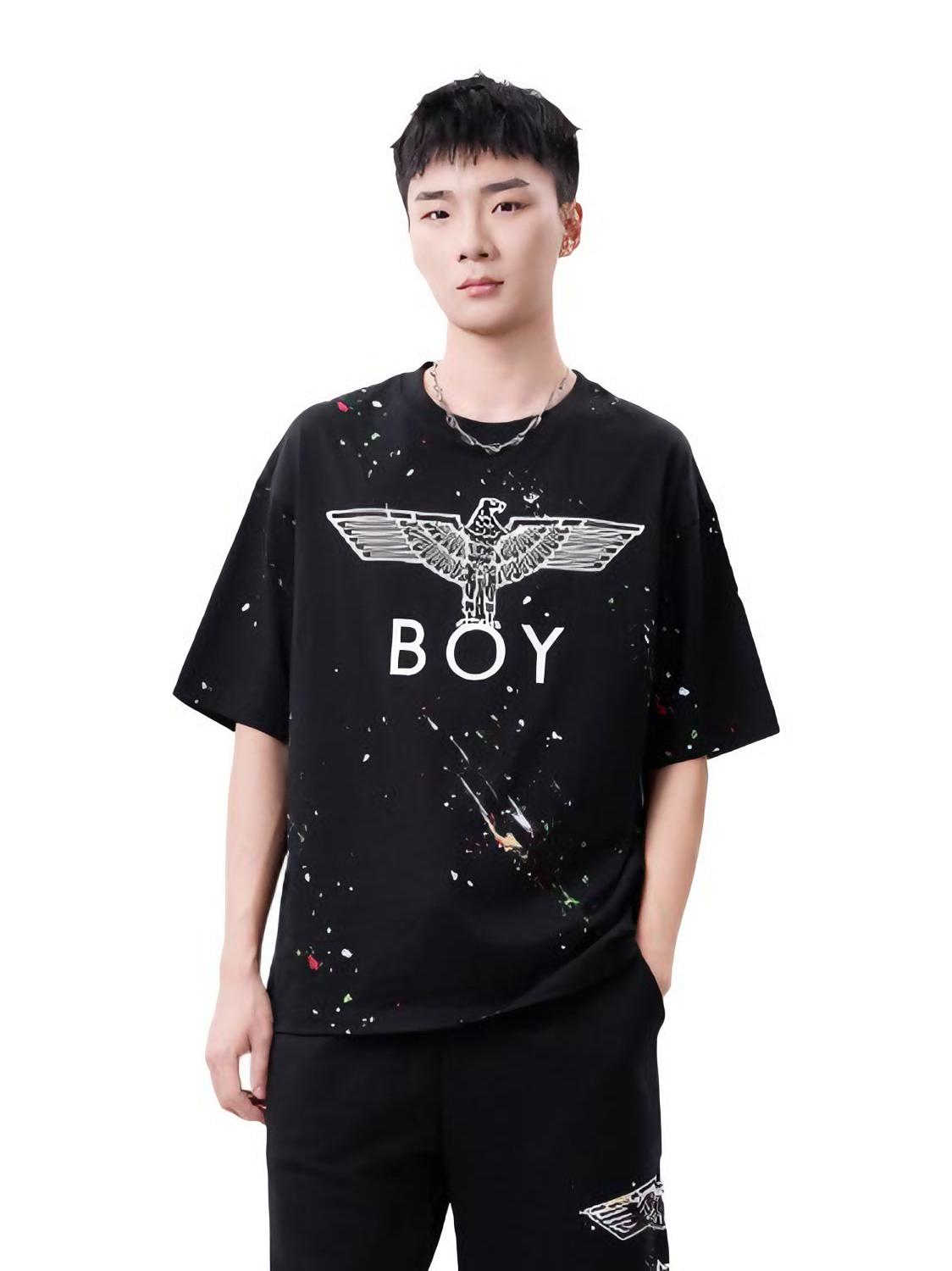 推荐商品：Boy London 直筒落肩袖字母短袖T恤 B252N01800 黑