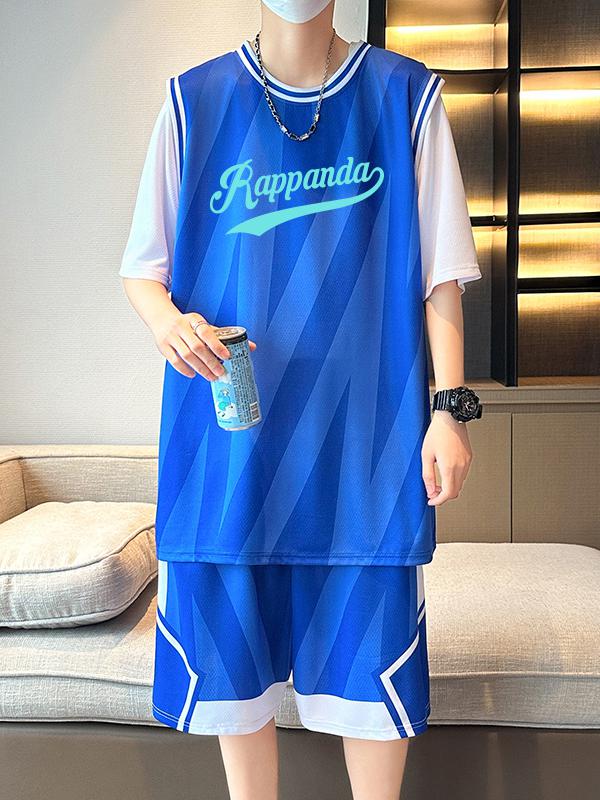 推荐商品：RAP PANDA 美式复古五分渐变凉感运动套装 RP-ZY219 彩兰