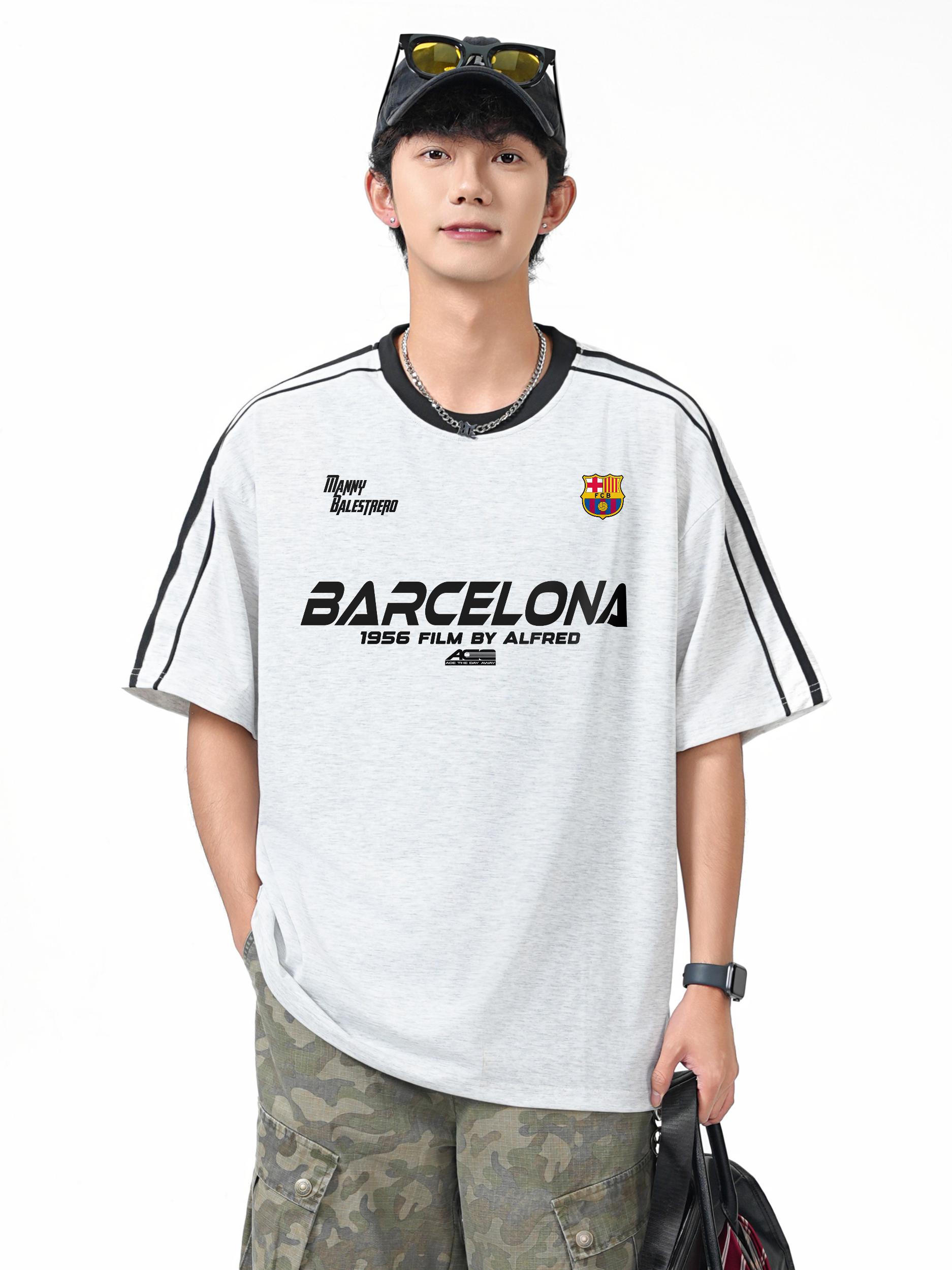 推荐商品：Barcelona/巴塞罗那 透气速干薄款印花落肩短袖T恤 RK016-3513-25RK012 花灰