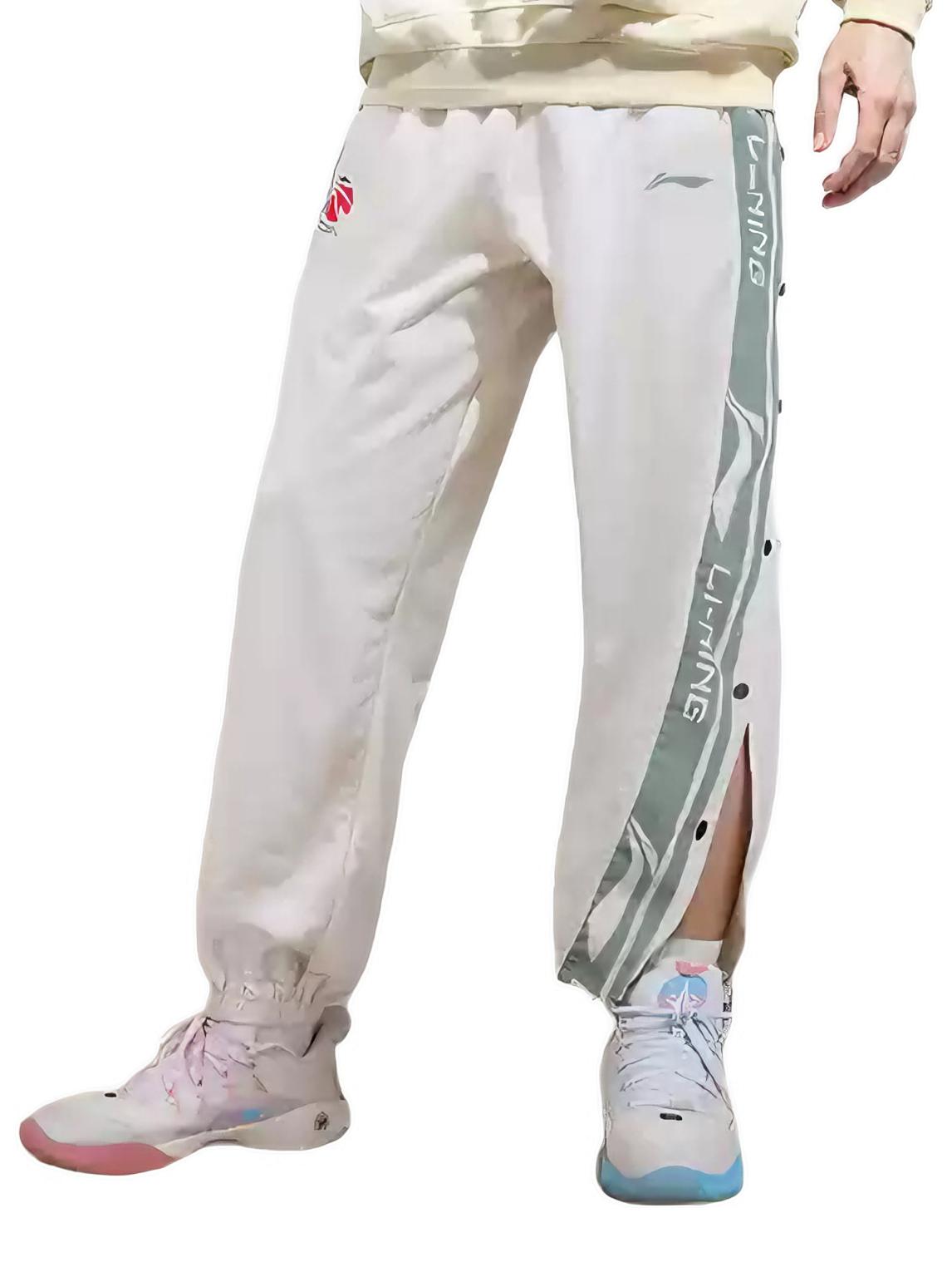 推荐商品：Li Ning/李宁 美式系带印花排扣裤 AKLUE03 米白