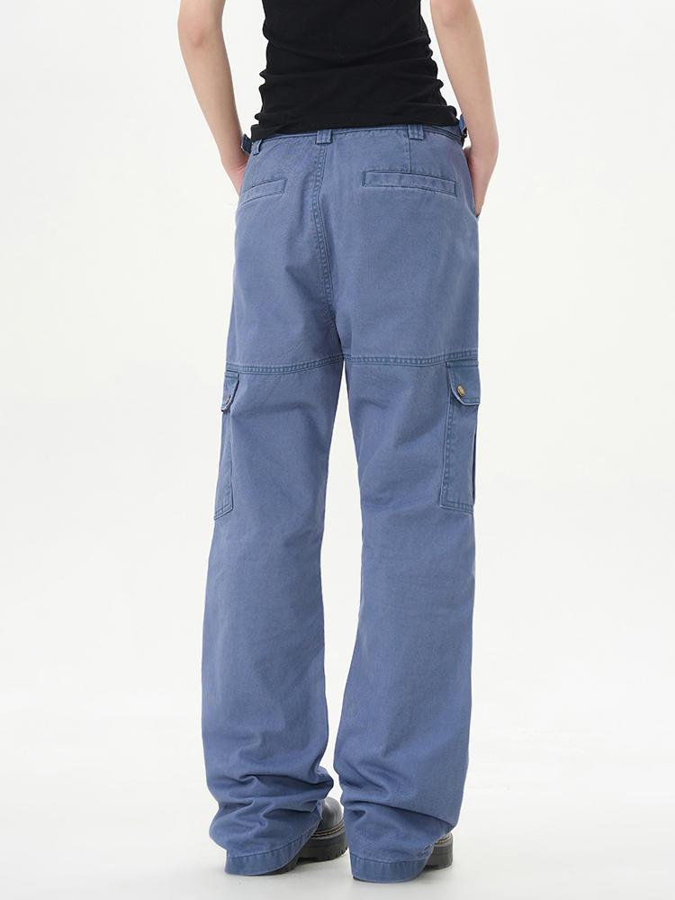 推荐商品：URSGGON 拉链口袋水洗美式褶皱工装裤 UR5016 靛蓝