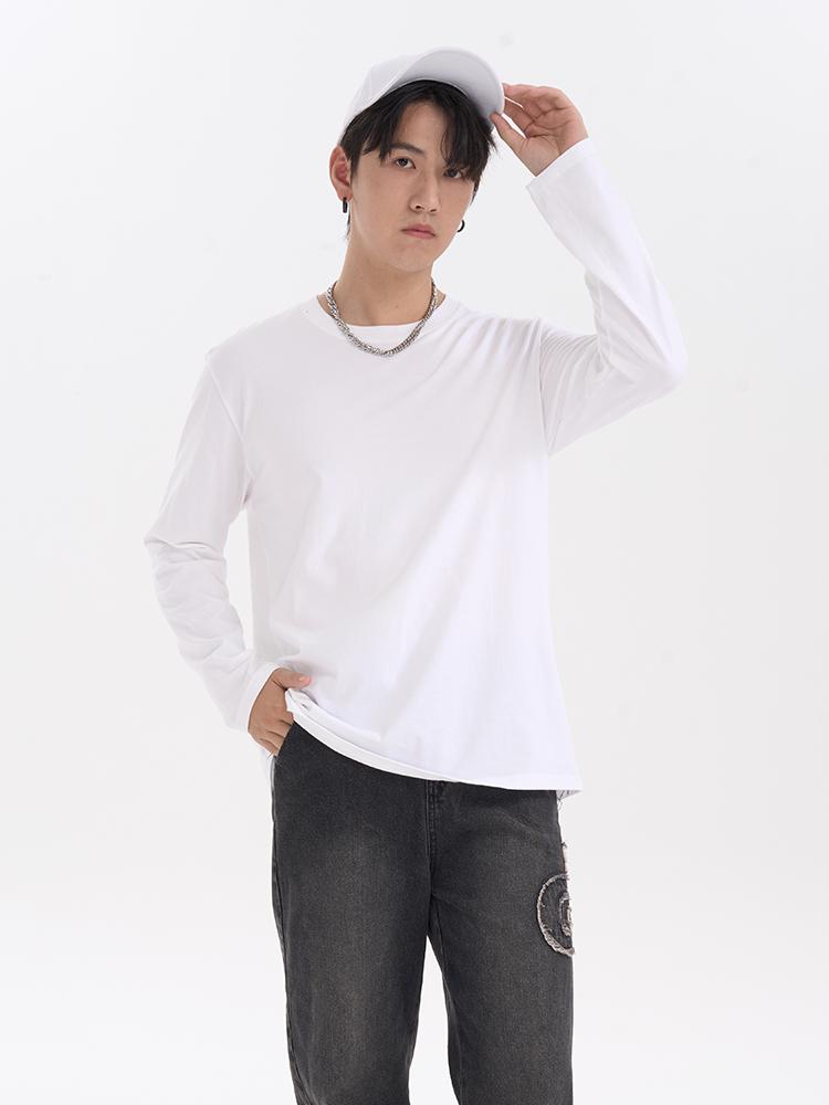 推荐商品：XDFM 纯棉打底圆领长袖T恤 XD-04C 白
