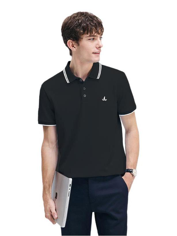 推荐商品：Navigare 吸湿排汗透气短袖翻领Polo衫 1125525324 暗夜黑