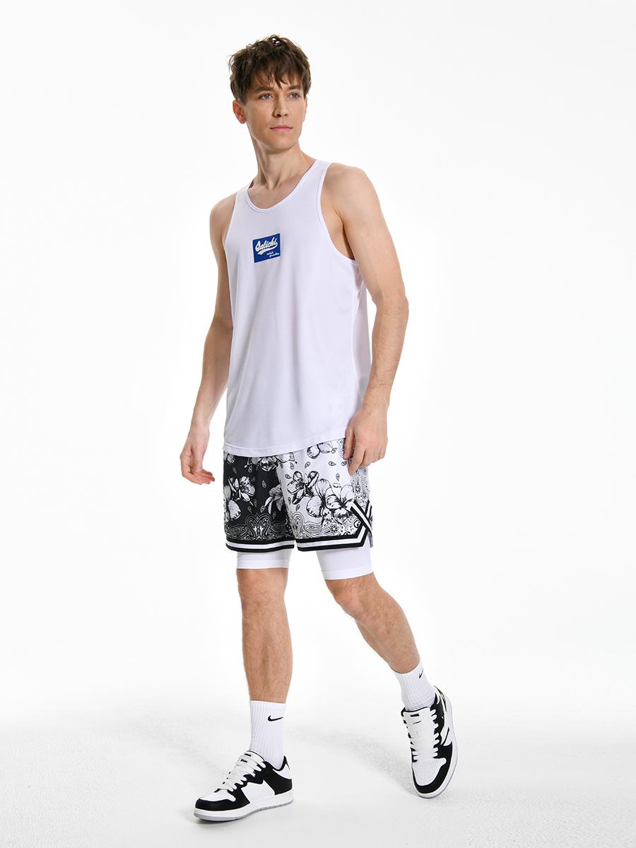 推荐商品：SALICHI 中腰满印花网眼运动短裤 SALICHI-2503 黑白