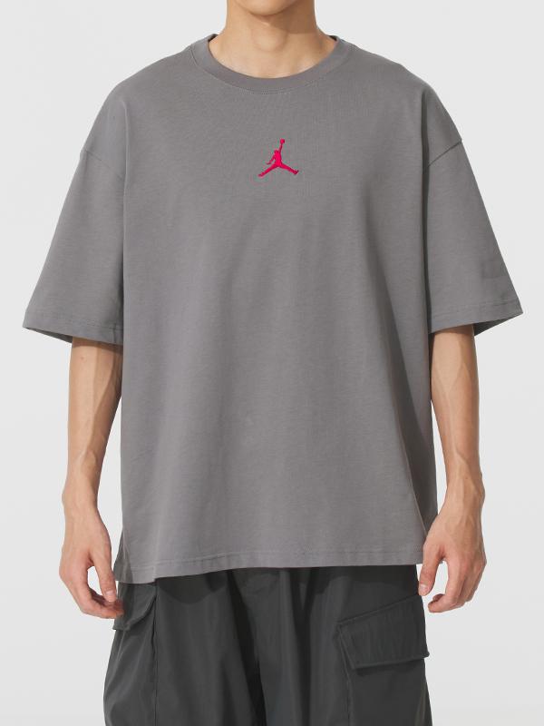 Jordan Brand T恤 2025SS 圆领套头背面字母印花针织棉质宽松休闲短袖T恤 IH0833 灰色