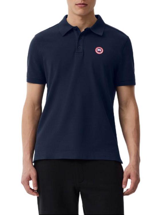 推荐商品：Canada Goose/加拿大鹅 套头印花透气翻领短袖Polo衫 1600M 蔚洋蓝
