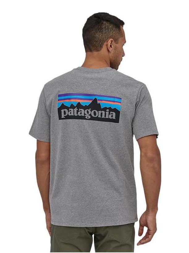 推荐商品：Patagonia/巴塔哥尼亚 C1系列有机棉混纺速干刺绣款日常穿搭正肩圆领短袖T恤 Responsibili-38504 灰