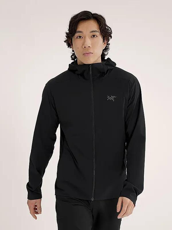 推荐商品：【曹恩齐同款】Arc'teryx/始祖鸟 Gamma Lightweight/SL Hoody M 徒步系列硬壳风壳带帽拼接防风雨防水防紫外线加绒合身纯色刺绣标可打包轻量化拉链连帽轻薄冲锋衣 男女同款 X000009196/30559 黑
