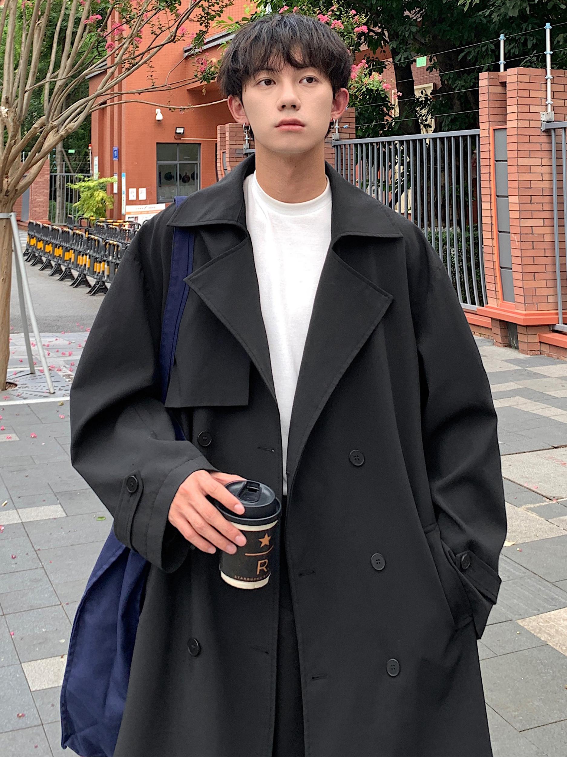 推荐商品：TONYKRZ  中长款过膝美式复古韩版风衣 男女同款 TON-DJSDF275 黑