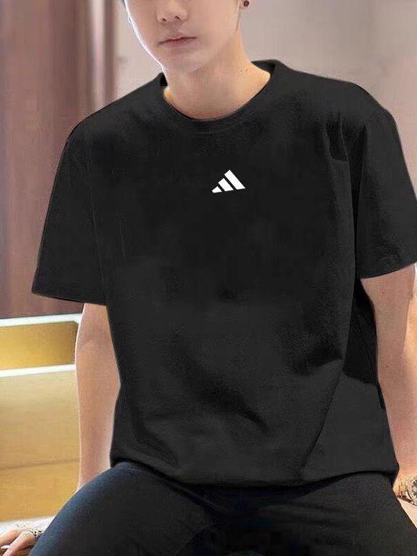 adidas T恤 2025SS 纯棉三条纹五分袖棉质小标刺绣直筒梭织快干轻运动圆领短袖T恤 JY8563 JY8564 JY8562 黑