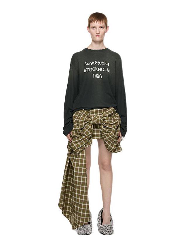 推荐商品：【田曦薇同款】Acne Studios 1996系列胸前字母印花图案做旧落肩套头圆领长袖T恤 CL0197 黑