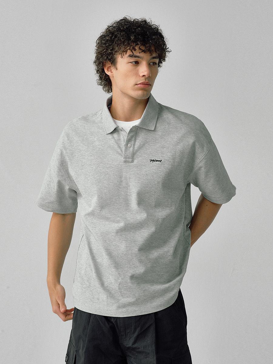 推荐商品：714street 抗皱抑菌珠地索罗娜凉感Polo衫 511362 花灰