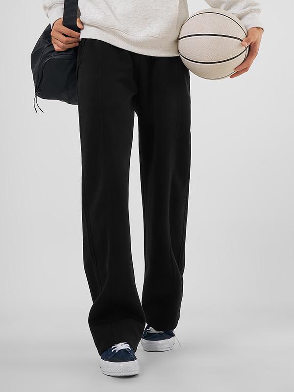 推荐商品：UZIS/有志者 美式直筒立体版型加绒加厚垂感针织运动长裤 U5324325 黑